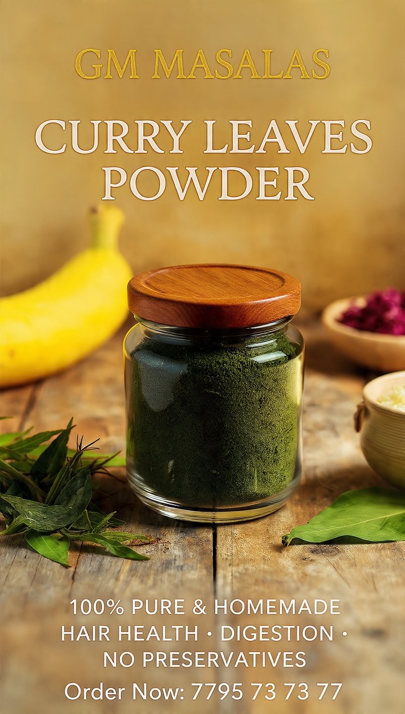 Curry leaves powder, ಕರಿಬೇವಿನಸೊಪ್ಪು ಪುಡಿ. கறிவேப்பிலை powder